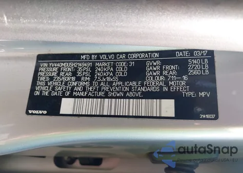 2017 Volvo Xc60 T5 Inscription from USA, damaged, VIN YV440MDU5H2149491